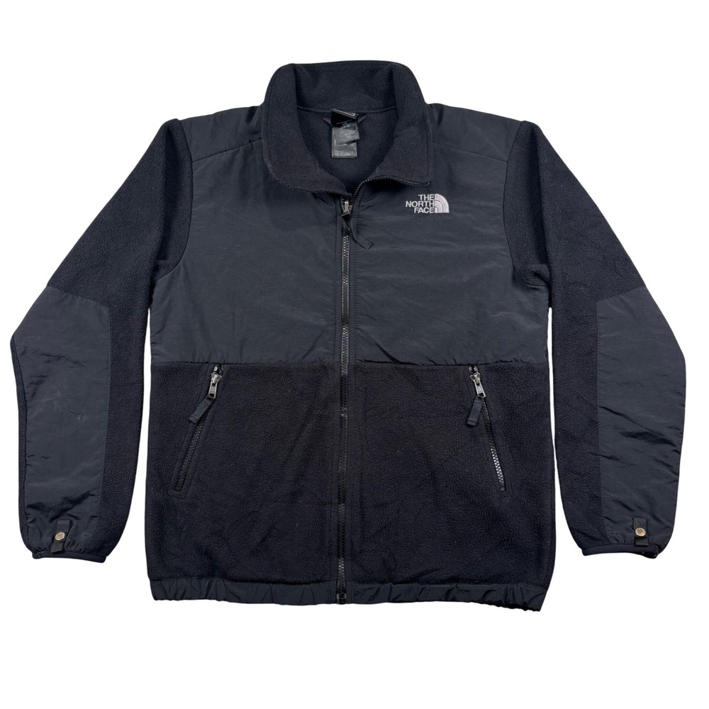 The North Face Denali Fleece Jacket Boys Large 14/16 Black Full Zip Overlay